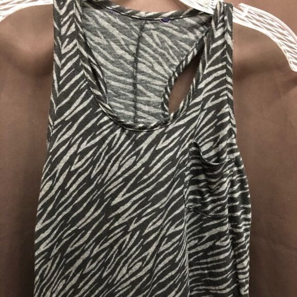 animal print tank top shirt black gray sheer athletic no size tag small READ - Picture 3 of 4